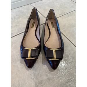 Louise et Cie Women's Genuine Snakeskin Burgundy Gold Flats Size 7.5M